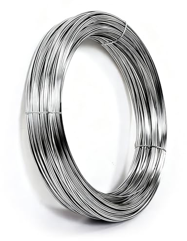 304 filo in acciaio inox, Ø 1 mm, 60 m, filo in acciaio inox argento, filo di acciaio duro, filo di legatura, filo da giardino, per lavori fai da te, cablaggio da giardino (1 mm x 60 m)