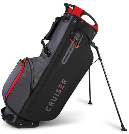 Cruiser CR-Hybrid Golf Stand & Trolley Bag – 10” 5-Way Divider Top - Unique Design Fits Easily on Golf Cart - Lightweight, 5 Pockets, Padded Shoulder Straps & Hip Rest - 3 Way Top Grab Handle