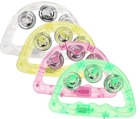 GARVALON LED Tamburin für Kinder 8 Stück Blinkendes Partyspielzeug Buntes Handtamburin mit Lichteffekt Musik Rassel für Geburtstags und Festivalfeiern Zufällige Farbe