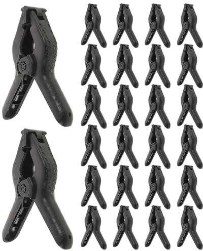 FUNOMOCYA Morsetti a Molla in Plastica Neri 20 Pezzi da 4 Pollici, Clip di Fissaggio per Coperture Piscine, Morsetti da Giardino per Teli Spiaggia e Lavori Artigianali, Presa Forte