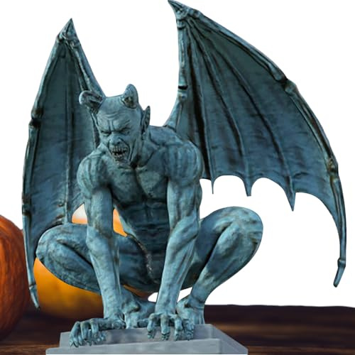 Gothic Gargoyle Statue – Winged Garden Sculpture Home Decor Figurine, Resin for Outdoor Patio Yard Lawn Porch Deck Decor, Weatherproof Composite Hardware, Detailed Stone Shroud | Medieval Pre