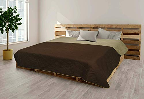 MB Warenhandel24 Tagesdecke XXL Allzweckdecke ca. 220x240 Patchwork Landhaus Sofa Bettüberwurf (Vintage Schokobraun)