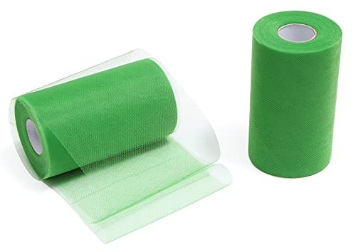 ZADAWERK® Tüll - 15 cm x 45 m - Pink - 1 Rolle - Tisch-Deko - Hochzeit - Weihnachts-Tüll - Geschenk - Schleife - Schleier - Tutu - DIY Tüllrolle - Netzstoff (Grün, 15 cm)