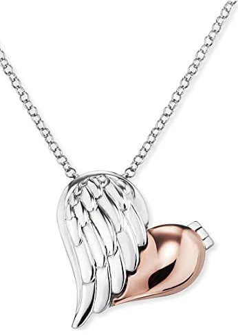 Engelsrufer Damen Halskette aus Sterling Silber und Bicolor Herzflügel Anhänger in silber und roségold - Anhänger zum Öffnen - Karabinerverschluss - Länge: 44cm