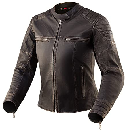 REBELHORN Hunter Pro Motorradjacke Damen | Leder | CE-Level 2 Ellbogen und Schulterprotektoren | 2 Belüftungskanäle | 4 Taschen