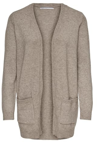 ONLY dam Cardigan-tröja ONLLESLY L/S OPEN CARDIGAN KNT NOOS, Beige (Beige Detail: W. Melange), M