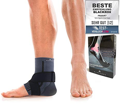BLACKROX Fotledsbandage, jämförelsevinnare, ankelbandage, ankelbandage, sport, handboll, fotboll, volleyboll, fotbandage, dam & herr vänster & höger (svart, S)