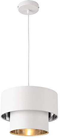 lux.pro Hängeleuchte Lopar E27 Deckenleuchte Hängelampe 30 cm Metall Stoff Weiß-Silber
