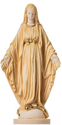 BeautifulGreekStatues Jungfrau Maria Statue Madonna Alabaster Goldton 22,9 cm