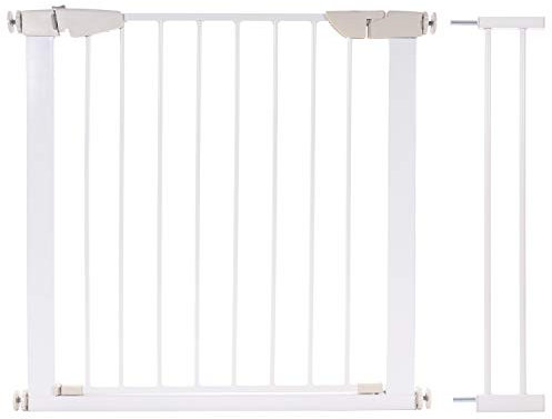 KIDIMAX Treppenschutzgitter 75-96 cm, ohne Bohren, Türschutzgitter für Kinder, Hunde und Katzen, mit Auto-Close & Keep-Open Funktion, Treppengitter weiß