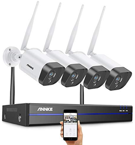 ANNKE WLAN Überwachungskamera Set Aussen Kabellos 3MP Full HD Überwachungssystem 16CH 4K NVR mit 4X Überwachungskameras Personenerkennung 2-Wege-Audio H.264+ Videokomprimierung IP66 Arbeit mit Alexa