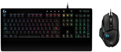 Logitech G G502 HERO Wired Gaming Mouse and G213 RGB Gaming Keyboard - mice with programmable buttons and adjustable weights - customisable backlit keyboard with tactile keys - PC/Laptops, Black