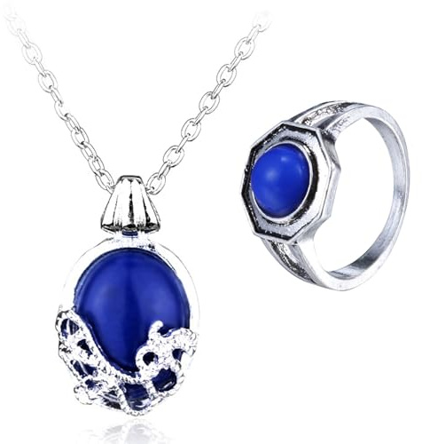 HJYZY The Vampire Daywalking Sapphire Crystal Anhänger Halsketten Family Ringe Halloween Kostüm Zubehör für Fans mit Aufkleber 12 Stück