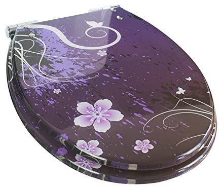 FUZHAOD WC-Sitz, EIN-Knopf-Schnellverschluss-Toilettensitz Mit Absenkautomatik Mit Verstellbaren Scharnieren, Geeignet Für Familienbadezimmer(Color:Violett)