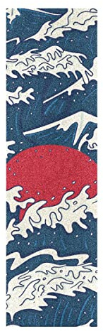 BEUSS Vagues Soleil Mer Japonais Grip de Skateboard Bande Grip Antidérapante,Auto-adhésif Griptape de Longboard,sans Bulles,Peut êTre Coupé(84 * 23cm 1pcs)