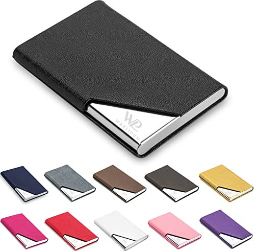 Waylipun Visitenkartenetui, luxuriöses PU-Leder Premium Visitenkartenhalter, mit Magnetverschluss, zur Schonenden ​Aufbewahrung Ihrer Karte, Visitenkartenhalter für Damen und Herren (Schwarz)