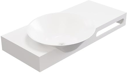 Vente-unique - Lavabo con encimera integrada Yumiko - L 100cm x A 54cm x H 20cm - superficie sólida - blanco