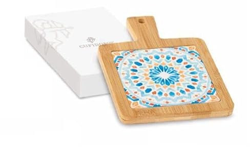 Formoso Bomboniera Matrimonio Tagliere Stile Marocco in Ceramica e Bamboo con Scatola 13,5 x 19 cm Art 29429