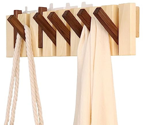 NEWCIX Wandgarderobe Aus Holz, Eingangsgarderobe An Der Wand Montiert, Klapphaken, Geeignet Für Eingang, Wohnzimmer, Schlafzimmer, Bad, Küche (Farbe : A, Size : 5hooks)