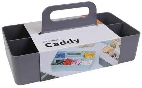 BLUE GINKGO Stapelbarer Organizer-Caddy – Tragbare Aufbewahrung aus Korea für Bad, Büro, Bastel- oder Schulbedarf (Langes Rechteck, Grau)