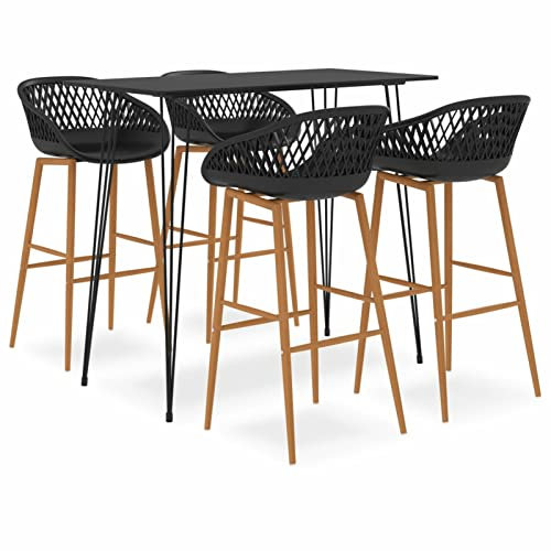 Camerina 5-TLG. Bar-Set Stehtisch Outdoor Bartisch-Set Bar MöBel Bar Outdoor Theke Garten Theke Bar Schwarz 3057378