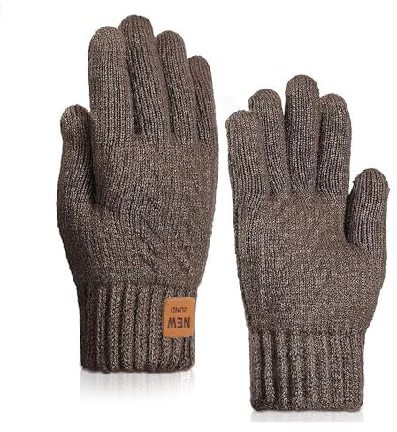 Yemlarey Winter Handschuhe Herren Damen Warme Touchscreen Strickhandschuhe mit Dicke Fleece Flauschige Fäustlinge fur männer Frauen (Khaki, Herren)