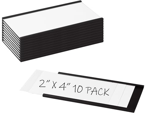 Realth Magnetische Etikettenhalter 10 Stück 50MM X 100MM | Beschreibbare Magnet-Etiketten,Schmutzfrei Abnehmbar, C-Kanal, für Schule Büro Whiteboard Metall Hängeschränke und Schubladen