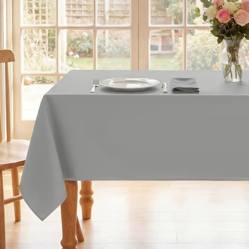 Romanstile Tischdecke abwaschbar grau 140x180 wasserabweisend Tischtuch Tablecloth Tischwäsche modern und elegant Deko für Winter,Herbst,Party,Esszimmer,Weihnachten,Outdoor,Geburtstag,Abendessen