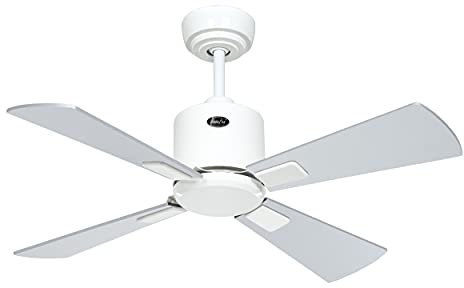 CasaFan Ventilateur de plafond 943041W Eco Neo III 92 cm avec moteur Wi-Fi chromé brossé/pales réversibles wengé et argent