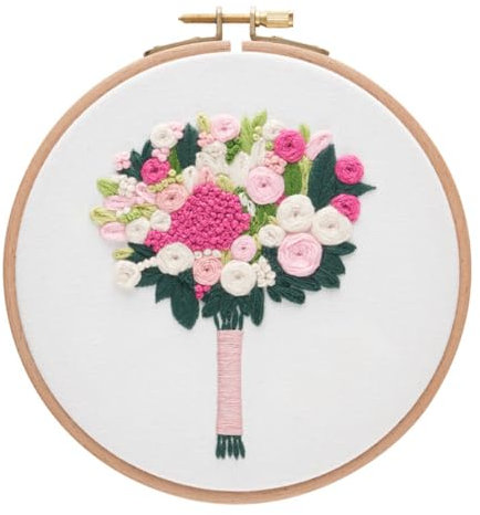 N.LANSHAN Stickerei Set Sticksets Mit Bunten Blumensträußen. 3D-Stickerei-Starterset „Farbige Rosen“ Mit Anleitung，Stickrahmen，Fäden Und Werkzeugen. 30x30cm