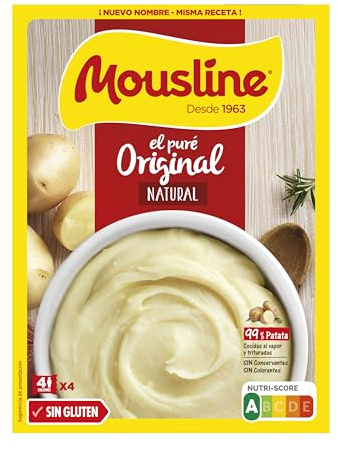Mousline - Puré de Patatas, Patatas Deshidratadas en Copos - 460 g | Sin gluten. Instantáneo. Sin aditivos artificiales. Apto como guarnición, base de recetas y sopas