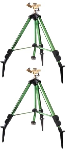 MagiDeal 2 Pieces Impact Sprinkler on Tripod Base Tripod Sprinkler, 360 Degree Rotating Sprinkler, Large Area Irrigation for Lawn Yard