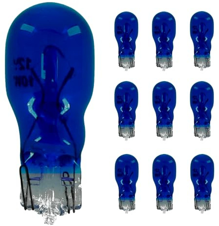 cyclingcolors 10x Glühbirne glühlampe 12V 10W T13 W2.1x9.5D glassockel lampe wedge auto motorrad moped roller kennzeichenbeleuchtung rückfahrlicht blinker, blau