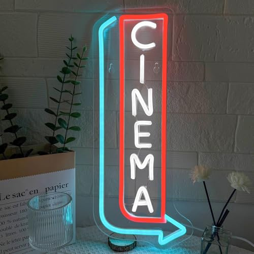LMSIGNLY Kino Neon Schild Dimmbares Pfeil LED Neon Licht für Wand Deko Cinema LED Neon Schild Kino Schild Beleuchtung für Filmraum Zuhause Party Kommerzielles Theater Kino Türdekoration