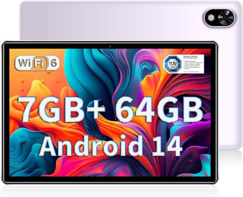 DOOGEE U9 2025 Newest Android 10 Tablet 7GB RAM+64GB ROM 1TB TF, Bluetooth 5.0 WIFI 6 Tablet, 10W Fast Charging Android Tablets, OTG, Type C, 3.5mm Heakphone Jack, Purple - 2025