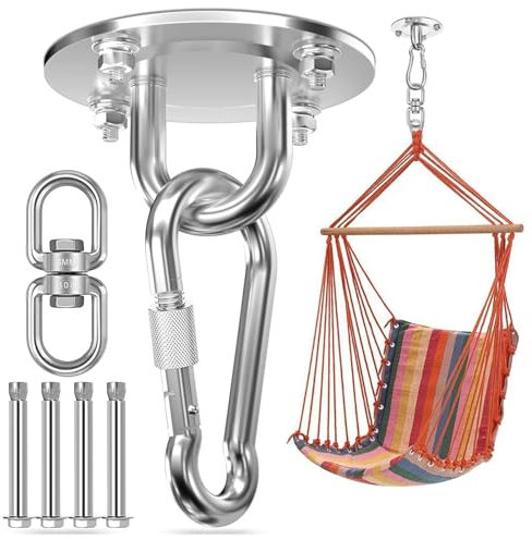 Morzejar Gancio da soffitto Resistente, Girevole a 360°, Robusto Gancio da Appendere, in Acciaio Inox 304, Girevole, per Altalena, per soffitto, Legno, Veranda, Palestra, Yoga, Gancio di Sospensione