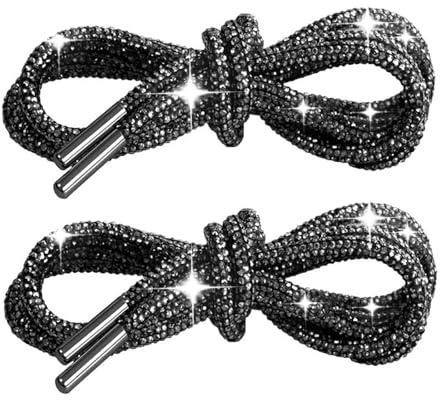 1 Paire Lacets MéTalliques à Paillettes, Lacets Chaussures en Strass Lacet Corde Lacets Ronds Corde en Strass, Accessoires de Vêtements Diy Pour Chaussures, Pantalons, Sweats à Capuc (1 Paire noir)
