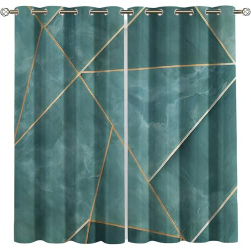 GSKOQD Blickdichter Vorhang Kinderzimmer Verdunkelungsvorhang 3D Digitaldruck Blau-Gelbe Linientextur Ösenschal 2Er Set 140X160Cm (B X H) Vorhänge Wohnzimmer Schlafzimmer Thermogardine