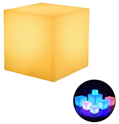 jiingekk Square Seat, Glowing Cube Square Stool LED Light Cube for Seat Chair Waterproof Rechargeable - 10