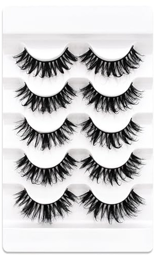 Falsche Wimpern Manga Wimpern Wet Look D-curl Cat-Eye Japanese Style Cosplay Spiky Anime Lashes 20mm Long Dramatic Thick Faux Mink Doll Eyelash Wispy Individual Clusters 5 Paare Pack(W-1)