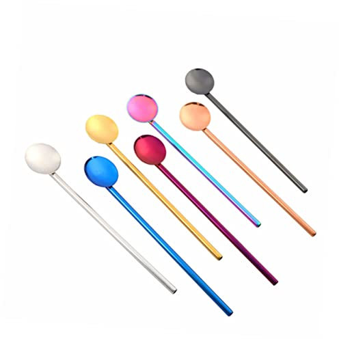 CIYODO Cucchiaio Cannuccia in Acciaio Inossidabile 304 Design Ergonomico Cucchiaio Rotondo per Bevande per Feste e Picnic