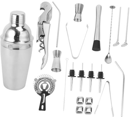 Cabilock 22piezas Kit de Coctelera de Acero Inoxidable de Juego de Utensilios para Barman Herramienta para Cócteles para Fiestas Casa