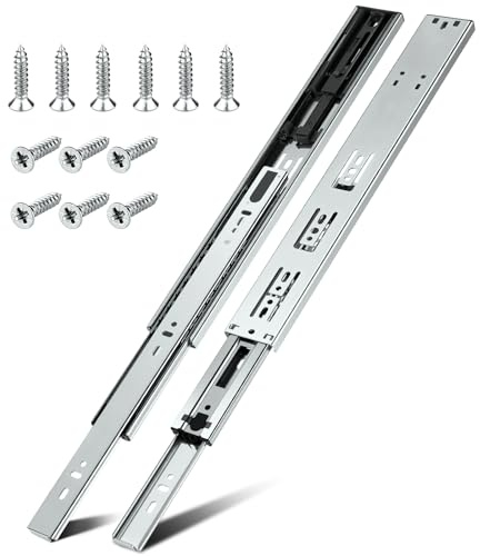 HBL' 5 Pairs Soft Close Drawer Runners 400mm, 50KG Capacity Full Extension | Heavy Duty Ball Bearing Silver Cabinet Drawer Slides Replacement Made of Cold-Rolled Steel, Rust-Resistant & Long-Lasting.