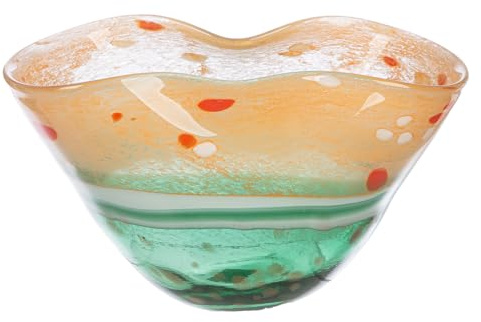 Bicchiere Art Watermelon – vetro – verde, arancione – design screziato – adatto per alimenti – larghezza 28 cm