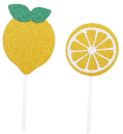 Alipis 24pcs Cake Decorations Edible Style Paper Cupcake Toppers with Lovely Glitter Design for Dessert Table and Party Yellow Birthday Decorations