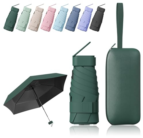 FESDMOH Mini Paraguas, Paraguas para el Sol, Sombrilla de Mano, Paraguas Plegable Antiviento, para Hombre y Mujer, Portátil Compacto de Viaje