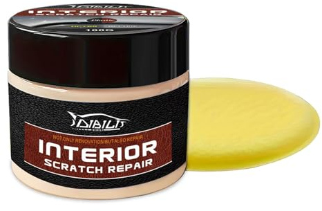 Kit Riparazione Graffi Plastici Auto, Cera per Restauro Cruscotto e Interni, Rimuovi Graffi & Usura con Spugna, Lucidante per Plastici dell'Auto Portatile (100g)