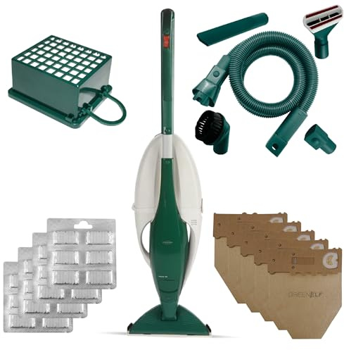 Scopa Elettrica Folletto VK 130 - Aspirapolvere Folletto RIGENERATO, Pronta all’Uso con Spazzola Standard + Kit Tubi e 2 Anni di Sacchetti | Potente Modello Ricondizionato, Testato e Garantito 24 Mesi