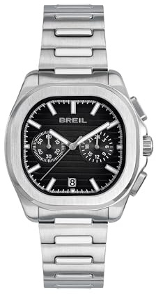 Breil, Collezione Retrofuture, Orologio Uomo, Chronografo in Acciaio con Effetto Bilux, Quadrante con Pattern Rigato, Movimento Miyota 0S21 con Data, WR 10 ATM, Cassa 40,5 mm