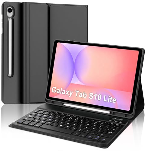 SENGBIRCH Funda con Teclado para Samsung Galaxy Tab S10 Lite 10.9 2025 - Desmontable Bluetooth con Español Ñ Inalámbrico Carcasa Magnética Teclado para Galaxy S10 Lite 2025, Negro